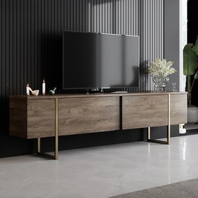 Comodă TV în culoare naturală cu aspect de lemn de nuc 180x30 cm Luxe – Kalune Design