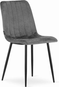 Oferta Scaun de catifea gri LAVA cu picioare negre II. calitate
