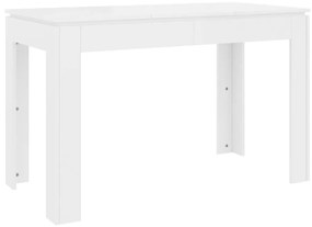 800762 vidaXL Masă de bucătărie alb extralucios, 120x60x76 cm, lemn prelucrat