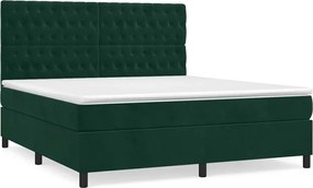 vidaXL Pat box spring cu saltea, verde închis, 180x200 cm, catifea