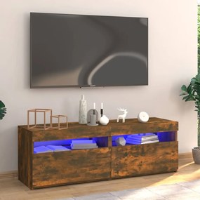 815672 vidaXL Comodă TV cu lumini LED, stejar fumuriu, 120x35x40 cm