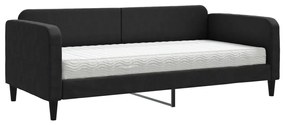 3196810 vidaXL Pat de zi cu saltea, negru, 90x190 cm, textil