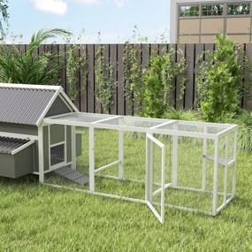 PawHut Coteț mare pentru 7-10 găini, bățuri de cocoțat, leagăn, fereastră, cuiburi, plasă metalică, gri | Aosom Romania