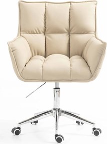 HR560K Scaun Crem Piele Ecologica Premium Soft cu Bază Cromata