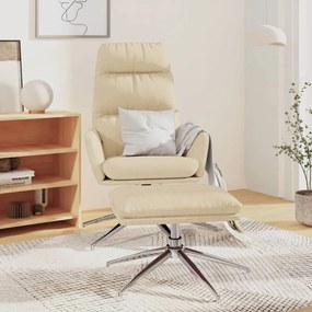 3097515 vidaXL Scaun de relaxare cu taburet, crem, textil