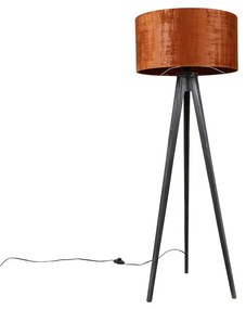 Lampă de podea cu trepied negru cu abajur roșu 50 cm - Tripod Classic