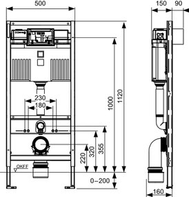 Rezervor WC incastrat TECEprofil cu cadru incastrat inaltime de constructie 112 cm