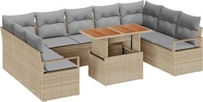 vidaXL Set de canapele pentru grădină 10 pcs Bej Rattan poli