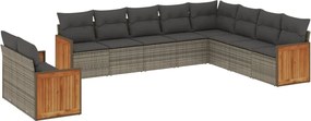 vidaXL Set mobilier de grădină cu perne, 10 piese, gri, poliratan