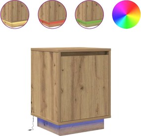 vidaXL Noptiere cu lumini LED 2 buc Stejar Artisan 38x34x50 cm