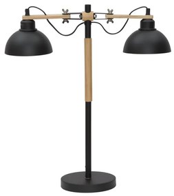 Lampa neagra din metal si lemn, 52 x 18 x 60 cm, soclu E27, Max 40W, Stadium Mauro Ferreti