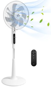 HOMCOM Ventilator de Podea cu Telecomandă Oscilant 28 Viteze 3 Moduri Temporizator și Funcție Antimosquitos Alb | Aosom Romania