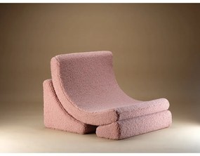 Fotoliu de copii roz cu tapițerie din țesătură bouclé Moon – Wigiwama