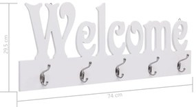 Cuier de perete WELCOME, alb, 74 x 29,5 cm 1, alb (welcome)