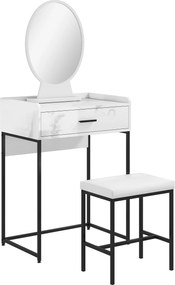 HOMCOM Set Masă de Toaletă cu Oglindă, Sertar și Scaun Căptușit, Alb | Aosom Romania