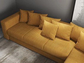 Colțar extensibil dumonde cu ladă de depozitare si sezut confortabil din spuma high-density, Gloria Zoom Mustar II 320x183 cm