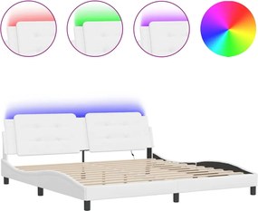 vidaXL Cadru de pat cu LED fără saltea, Zadar, alb, 200x200 cm