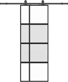 vidaXL Ușă glisantă cu set feronerie neagră 76x205cm sticlă securizată