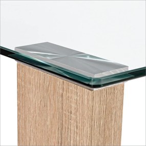 Masa dining pentru 6 persoane transparenta/bardolino din sticla temperata, 140 cm, New Arley Bizzotto