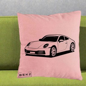 Perna Personalizata Porsche 911 Silueta, 40x40 cm, Roz, Husa Detasabila, Perna Inclusa, BEKZ®