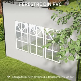 Outsunny Set 2 Pereți Laterali pentru Chioșcuri, Foi Foișor cu Ferestre din PE și Plastic, 3x3 m sau 3x6 m, Alb | Aosom Romania