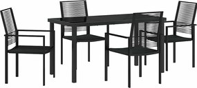 vidaXL Set de masă pentru grădină 5 pcs Negru