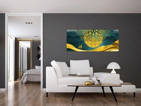 Tablou - Abstract, peisaj auriu (120x50 cm)