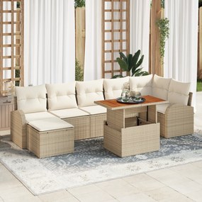 vidaXL Set de canapele pentru grădină cu pernă 8 pcs bej și crem