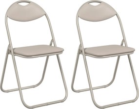 vidaXL Scaun pliant 2 pcs Nisipiu 48 x 43,5 x 81 cm Piele artificială