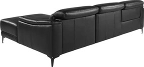 Coltar LUX design italian cu sezlong dreapta si functia relax Cowhide negru