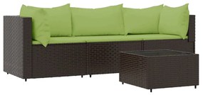 319831 vidaXL Set mobilier de grădină cu perne, 4 piese, maro, poliratan