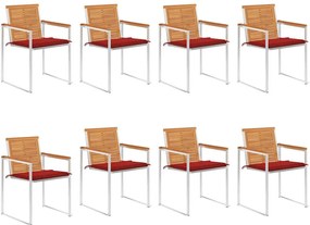 vidaXL Scaune de grădină cu perne, 8 buc., lemn masiv de acacia