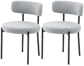 HOMCOM Set de 2 scaune de sufragerie cu spătar din material textil picioare din oțel 51 x 51 x 76 cm gri deschis | Aosom Romania