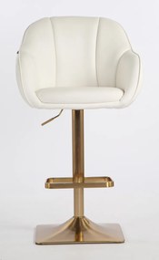 HR2055KW Scaun Alb din Piele Ecologica cu Bază Aurie