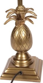 Bază pentru lampă de masă din aluminiu, auriu, cu picior înalt și ananas sculptat, bază pătrată, finisaj antichizat, 56 x 11 cm, „Lutèce”