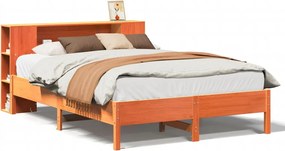 vidaXL Pat cu bibliotecă fără saltea maro 150x200 cm lemn masiv de pin