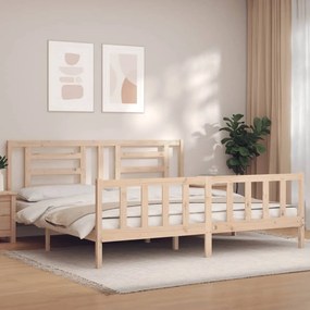 3192901 vidaXL Cadru pat cu tăblie 200x200 cm, lemn masiv de pin