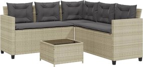 vidaXL Canapea grădină cu masă/perne, formă de L poliratan gri deschis