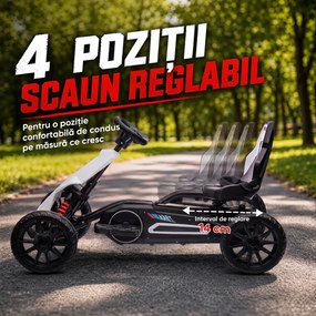 HOMCOM Go-Kart Electric Pentru Copii 3-8 Ani, 3-5 Km/h, Alb | Aosom Romania