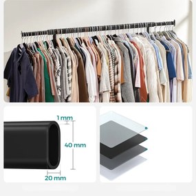 SongmicsHome Suport pentru haine INEZ cu roți, max.90kg, 83,5x45x160cm, negru