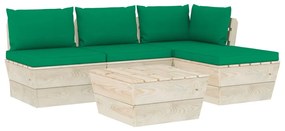 3063461 vidaXL Set mobilier grădină din paleți cu perne, 5 piese, lemn molid