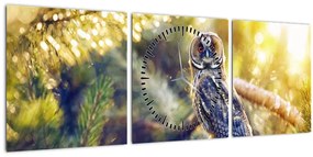 Tablou - Bufniță în copac (cu ceas) (90x30 cm)