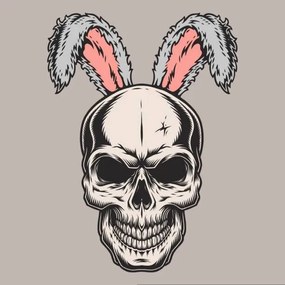 Ilustrație Skull Easter bunny emblem colorful, IMOGI