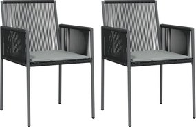 vidaXL Scaune grădină cu perne 2 buc. negru 54x60,5x83,5 cm poliratan