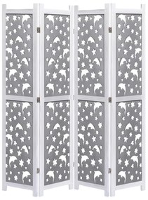 284192 vidaXL Paravan de cameră cu 4 panouri, gri, 140 x 165 cm, lemn masiv
