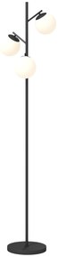 HOMCOM Lampadar de podea în metal cu 3 abajururi globe din sticlă mată albă 40W Ø 27 x 169 cm negru | Aosom Romania