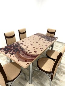 Set masa extensibila 130 / 170 x 80 cm cu 6 scaune, model 1631