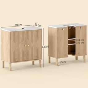 HOMCOM Dulap sub lavoar cu 2 uși, cu raft reglabil, cu efect de marmură și stejar | Aosom Romania