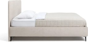 Pat dublu tapițat bej cu saltea și somieră 160x200 cm Noira Slim - Bonami Selection