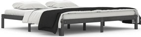 vidaXL Cadru de pat, gri, 200x200 cm, lemn masiv de pin